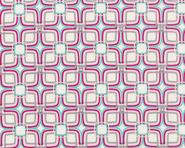 Feiner Popeline-Patchworkstoff "Floressence" mit Viereck-Blüten-Muster, fuchsia-wollweiß