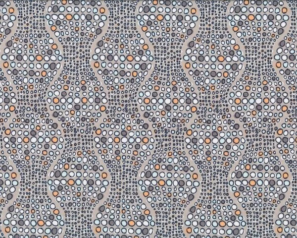 Feiner Popeline-Patchworkstoff INDIAN SUMMER, Wellen-Kreise-Muster, dunkelgrau