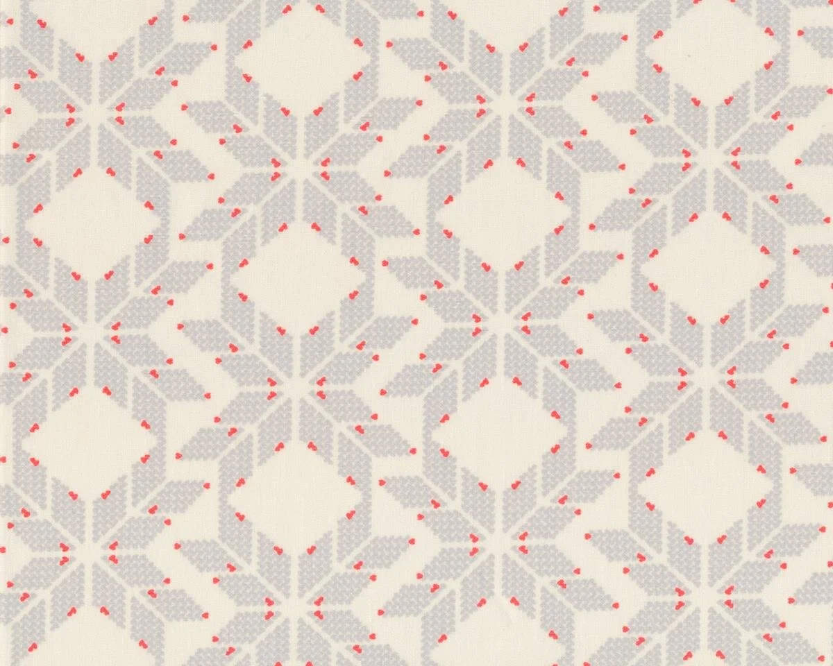 Feiner Popeline-Patchworkstoff RECOLLECTION, Norweger-Strick-Sterne, creme-hellgrau