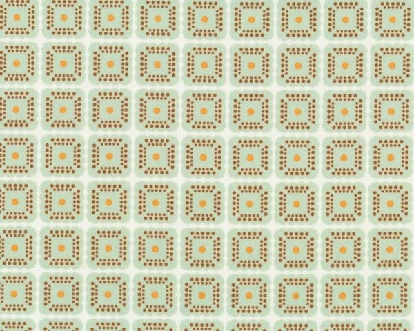 Feiner Popeline-Patchworkstoff "Summerlove" mit Punkte-Karo-Muster, lindgrün-braun