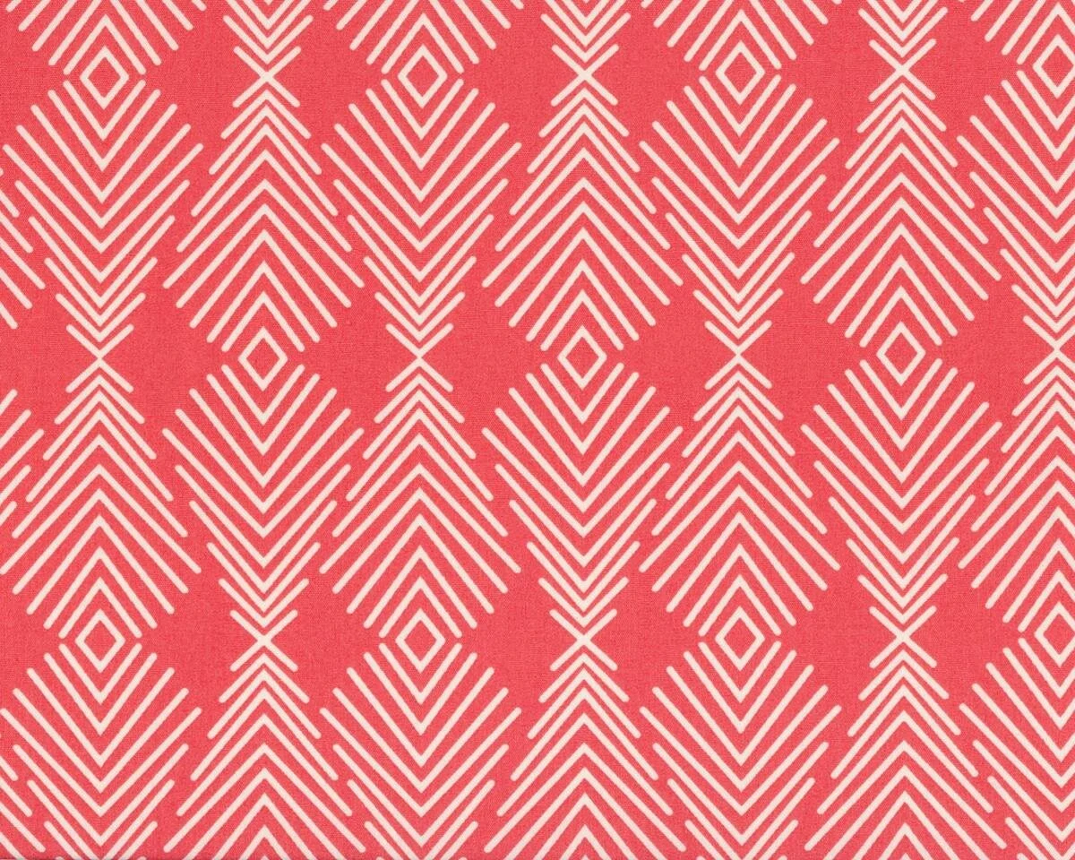Feiner Popeline-Patchworkstoff WINGED, Zackenmuster, lachsrot