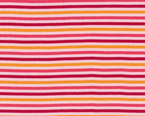 Feinripp-Jersey aus Baumwolle "Ringelei" mit Streifen, rot-orange-hellrosa