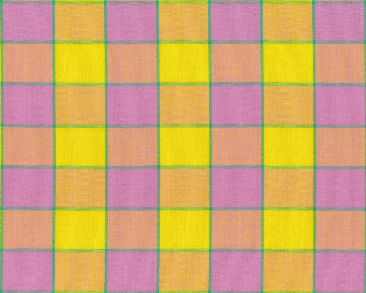 Feinstes Baumwollgewebe ARTISAN WOVEN, Karo-Muster, sonnengelb-altrosa