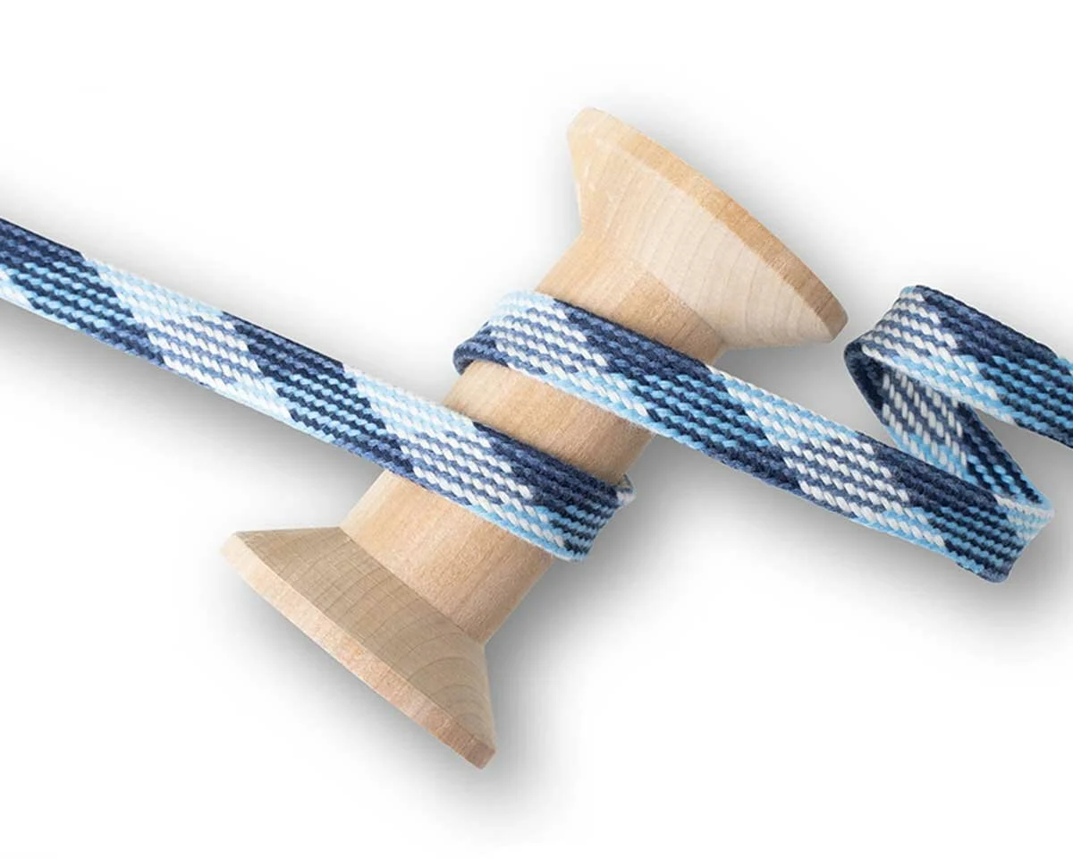 Flachkordel TWIST ME PLAID, Rauten, blau, Albstoffe