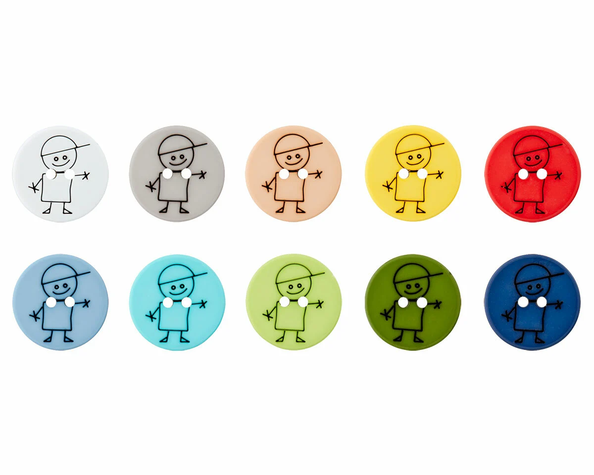 Gelaserter Kinderknopf mit Junge, Union Knopf