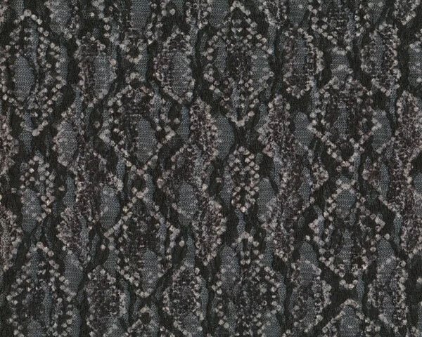 Gestrickte, elastische Spitze "Black Viper" mit Struktur-Wabenmuster, schwarz-cremé