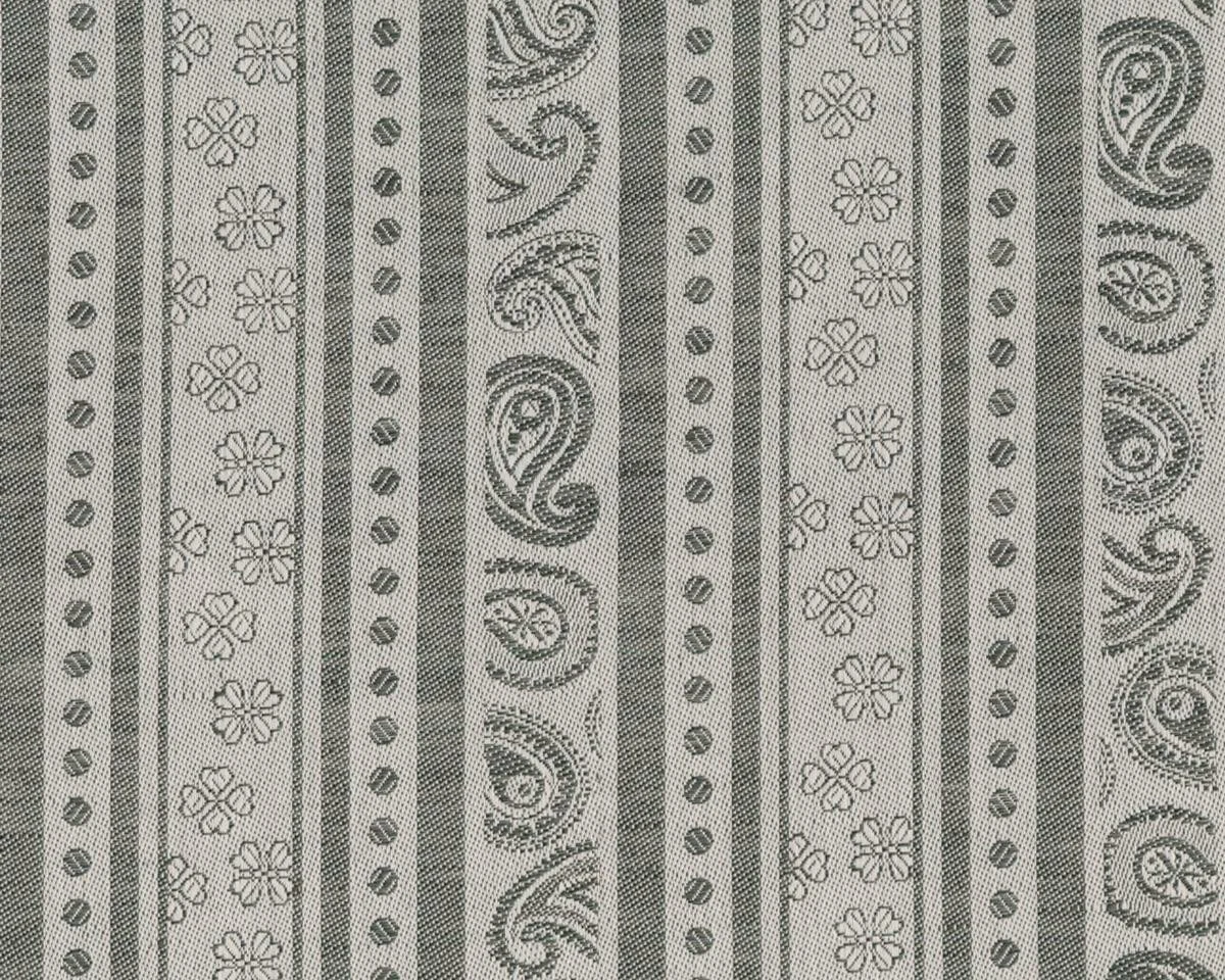 Halb-Leinen-Jacquardwebstoff PAISLEY, Muster-Streifen, natur dunkel, Übelhör