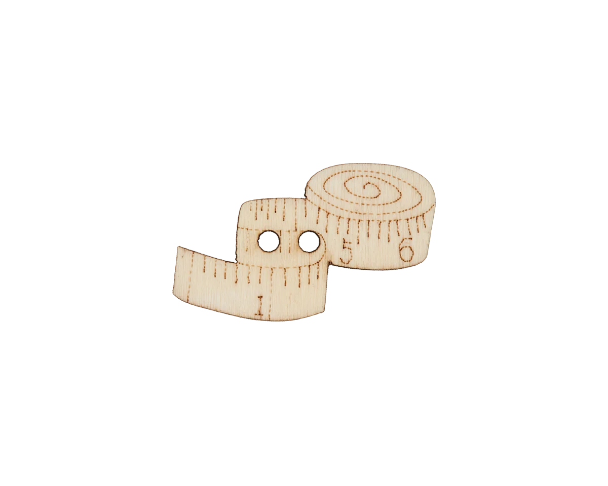 Holzknopf NÄHZIMMER, Maßband, natur, Union Knopf