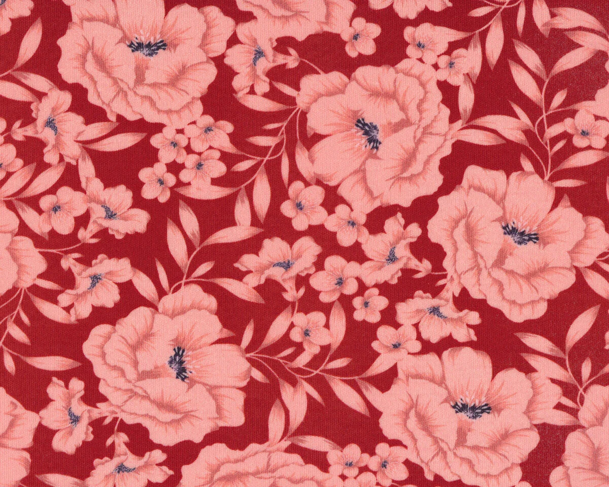 Interlock Westfalenstoffe FLORAL, Mohnblüten, terracotta