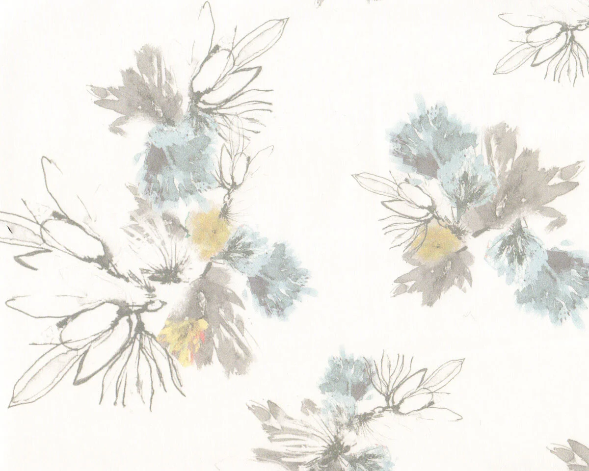 Italienischer Baumwollsatin mit Stretch CONCETTA, Blumenskizzen
