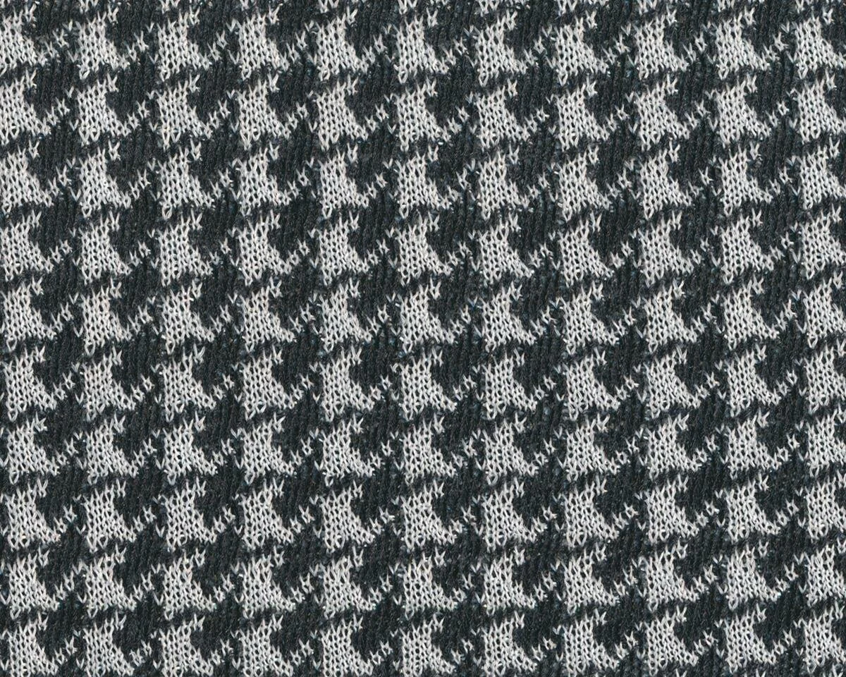 Italienischer Designer-Double-Strickstoff AREZZO, Hahnentritt, anthrazit-weiß