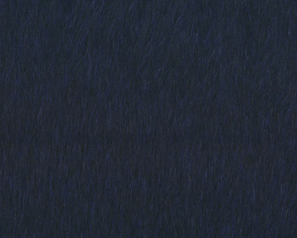 Italienischer Designer-Webpelz, modisches Fellimitat aus Wolle ALPACA, dunkelblau-schwarz meliert
