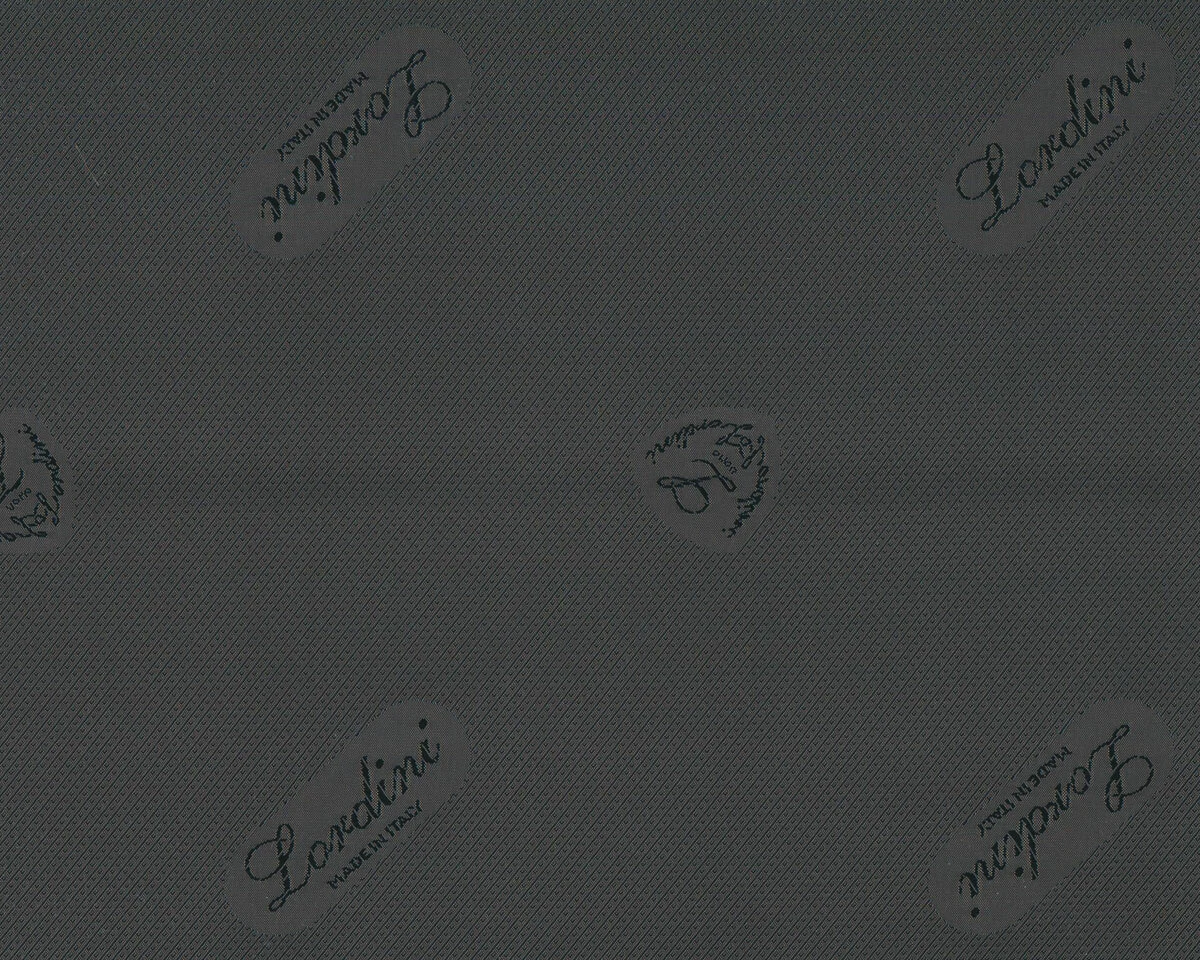 Italienischer Futterstoff LORDINI, Schrift, anthrazit