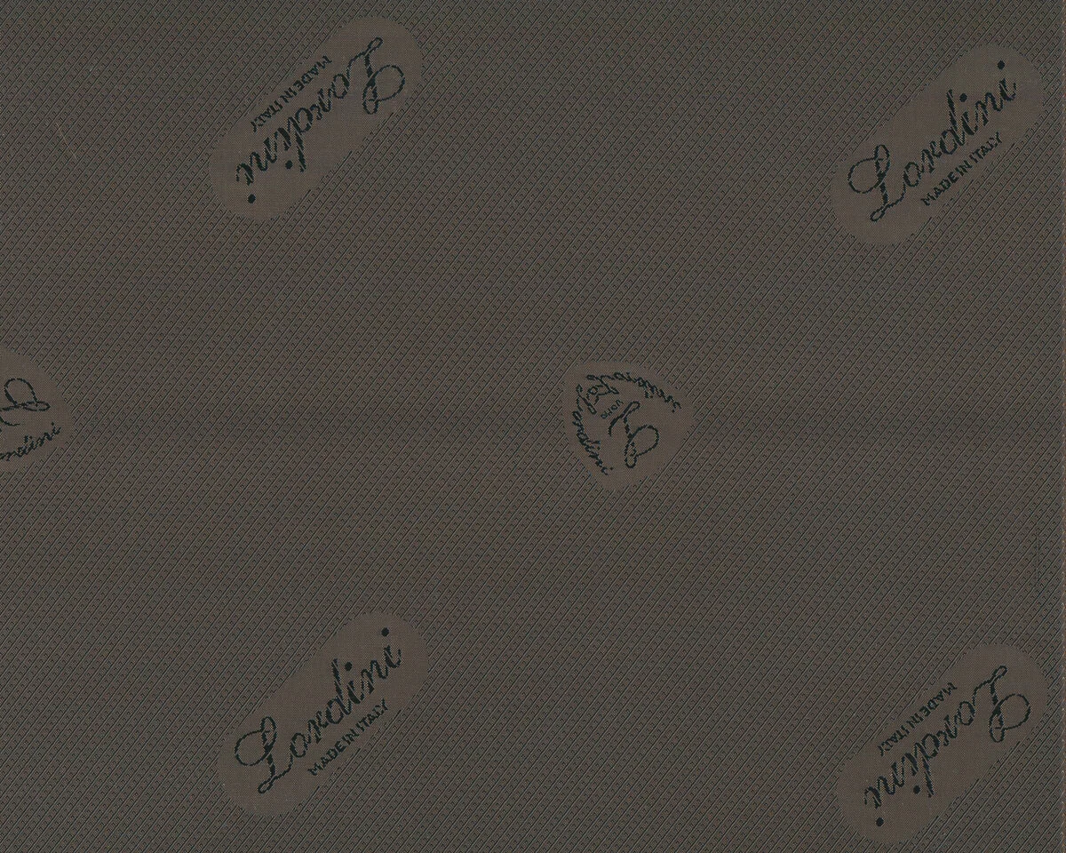 Italienischer Futterstoff LORDINI, Schrift, schlammbraun