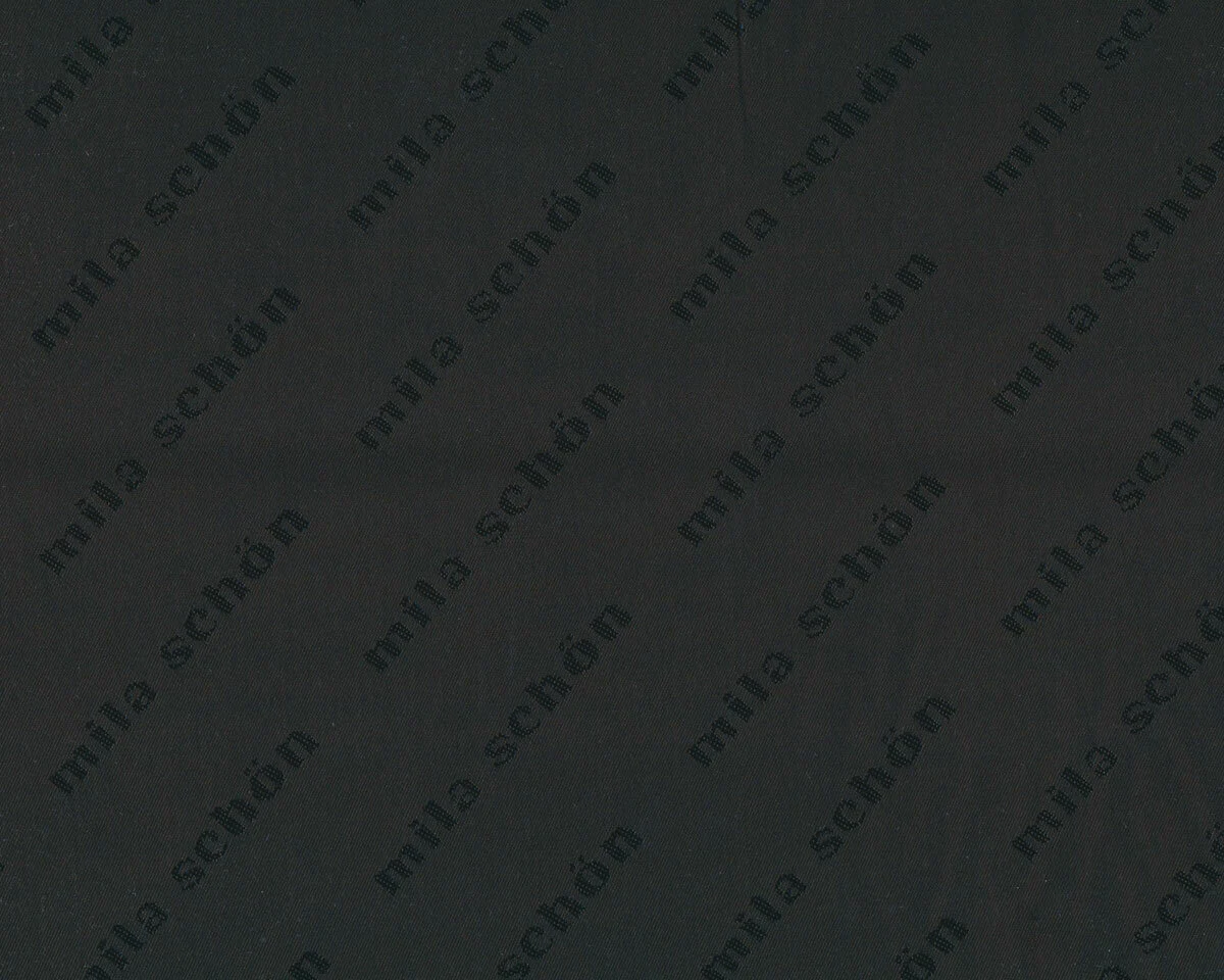 Italienischer Futterstoff MILA, Schrift, schwarzbraun