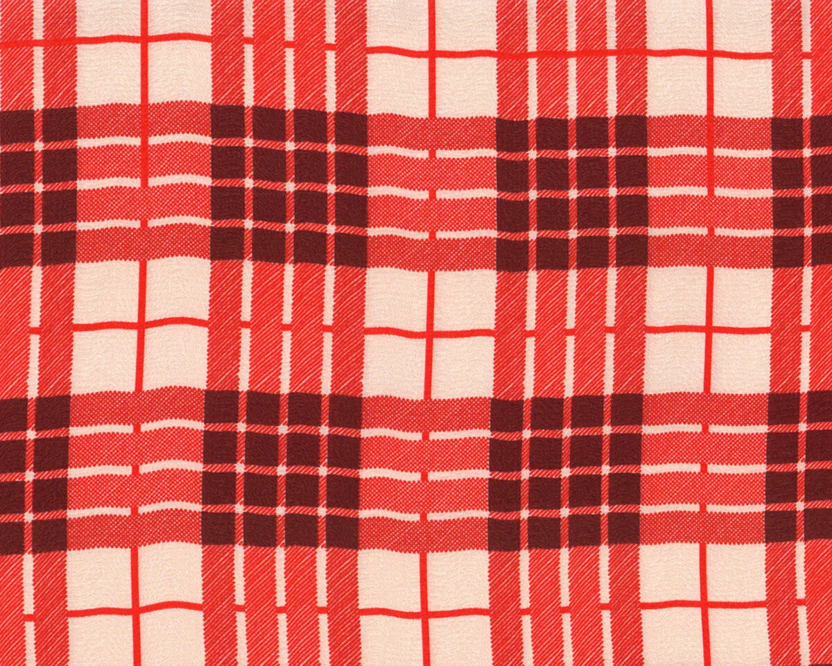 Italienischer Jacquard-Seidenstoff NICE, Glencheck-Karo, rot