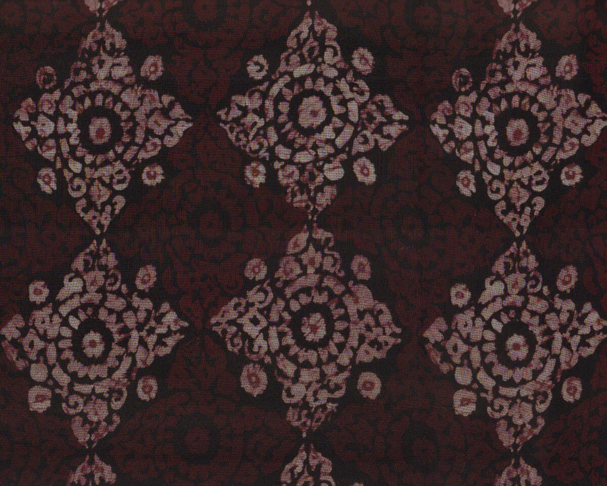 Italienischer Seidenchiffon NOBILE, Blütenornament, aubergine
