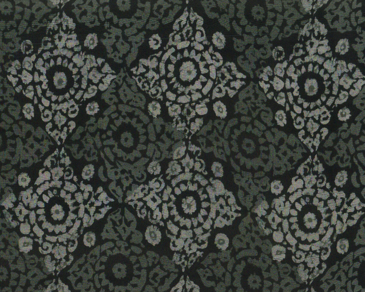 Italienischer Seidenchiffon NOBILE, Blütenornament, petrolgrün