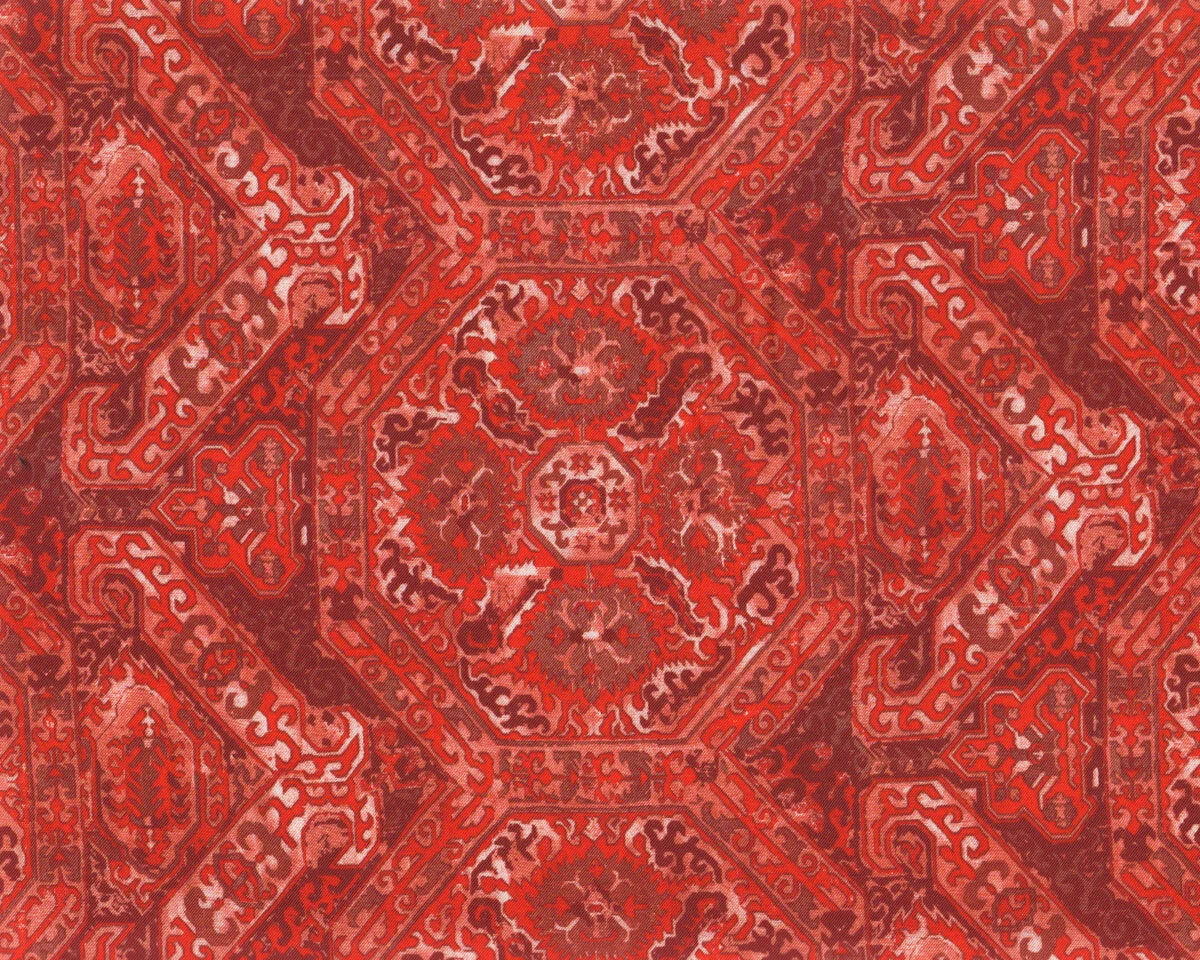 Italienischer Seidentwill DENICE, Ornamentmuster, rostrot