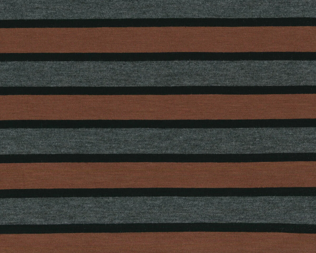 Italienischer Viskosejersey JEROMIN, Streifen, braun
