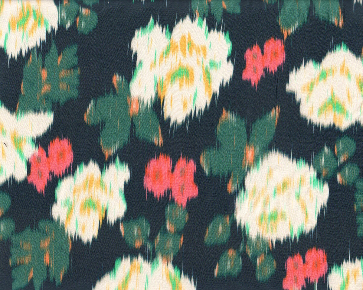 Italienischer Viskosesatinstoff LAURIEN, Colourprint, dunkelblau
