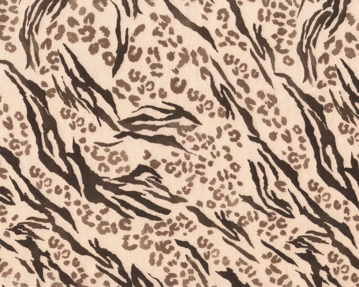 Italienischer Viskosestoff mit Leinen LEONARDO, Animalprint