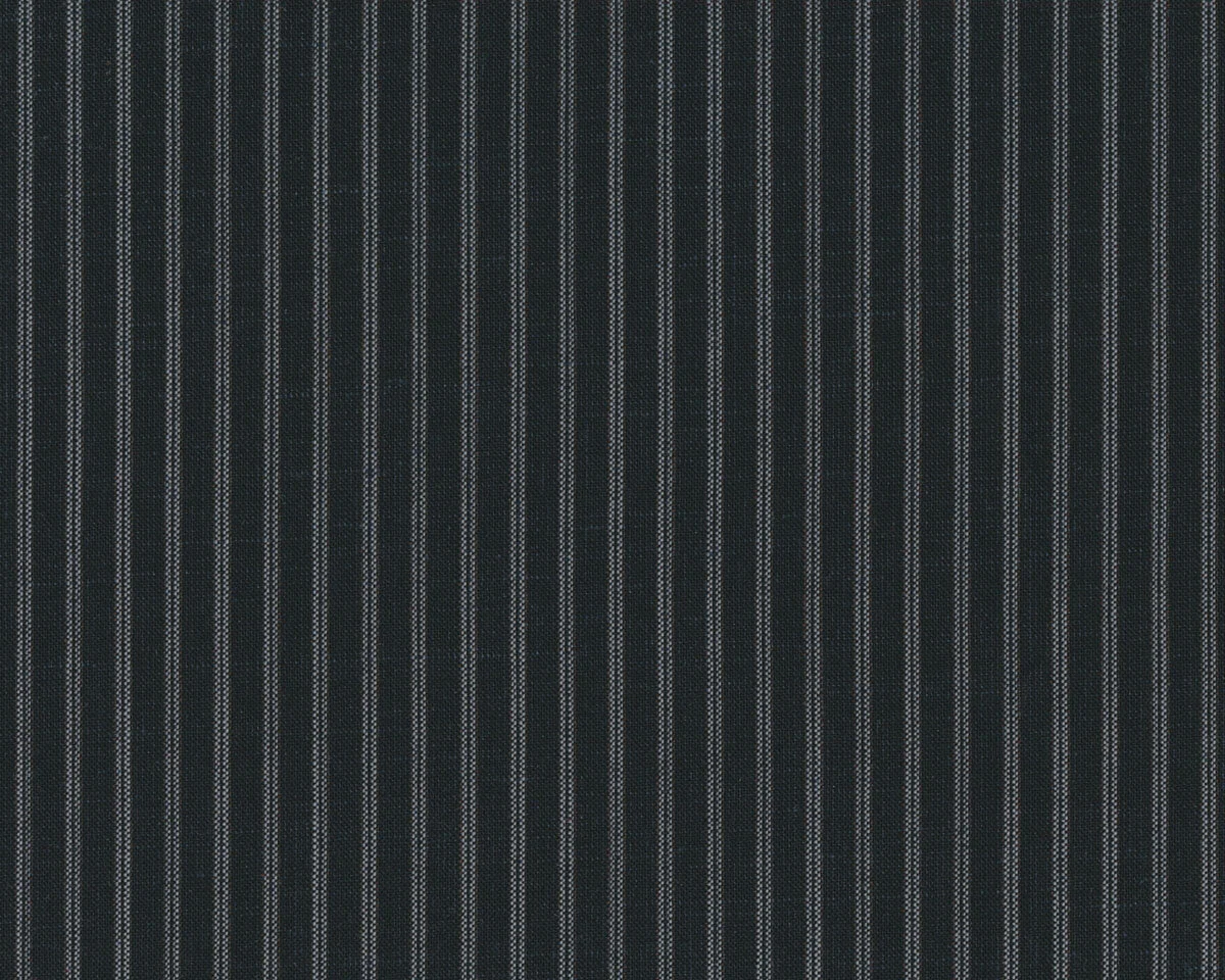 Italienischer Wollstoff mit Leinen B & F, Nadelstreifen, schwarz