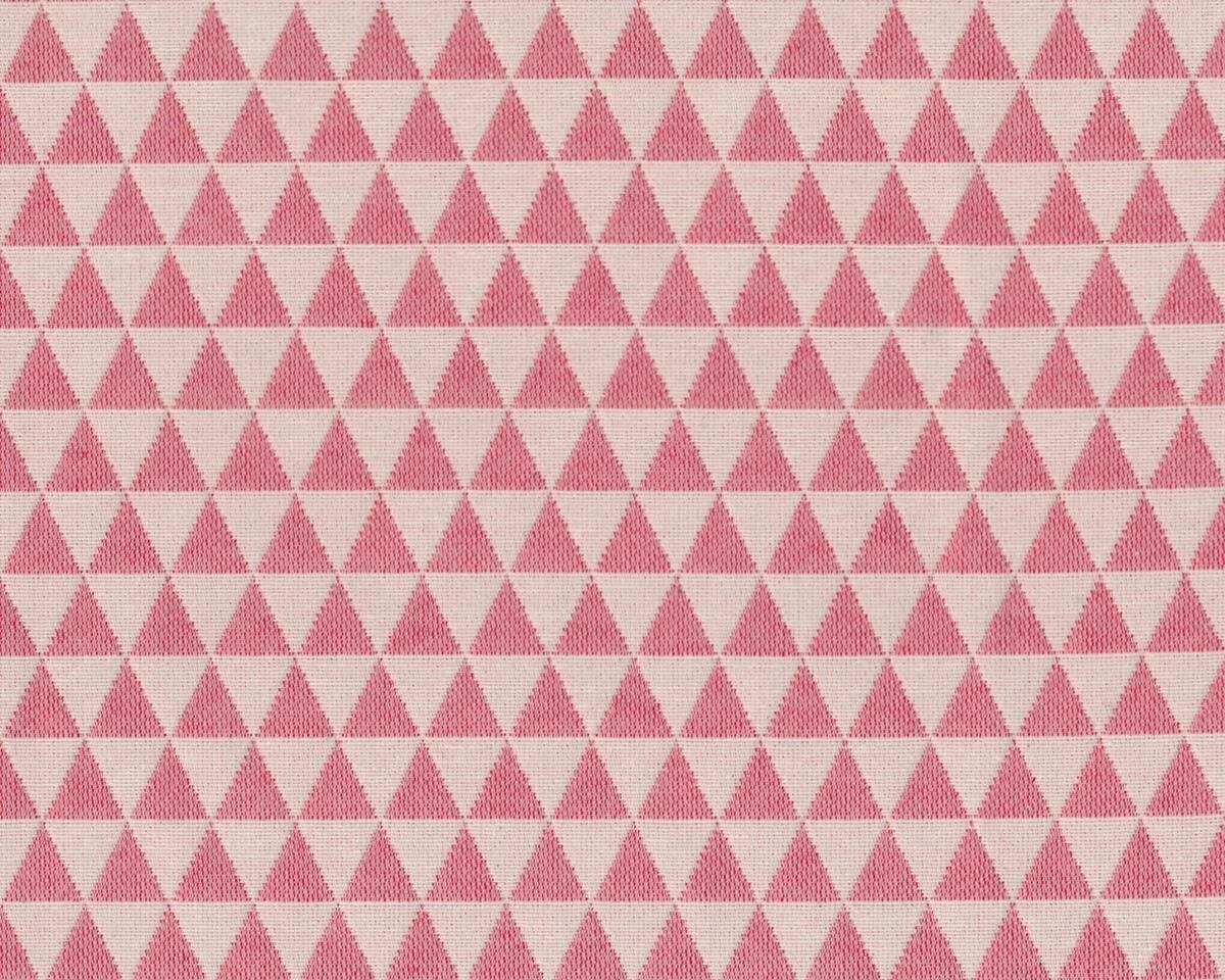 Jacquard-Dekostoff EMANUELLA, Dreiecke, rot-wollweiß