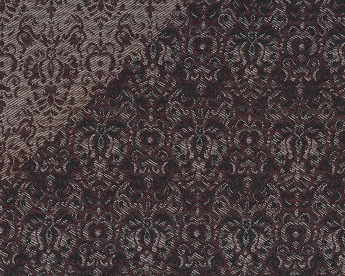 Jacquard-Stoff ELITA, Damast-Muster, aubergine-steingrau
