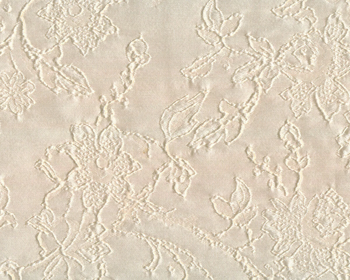 Jacquard-Stoff SEIDEN-BROKAT, Rosen, cremegold