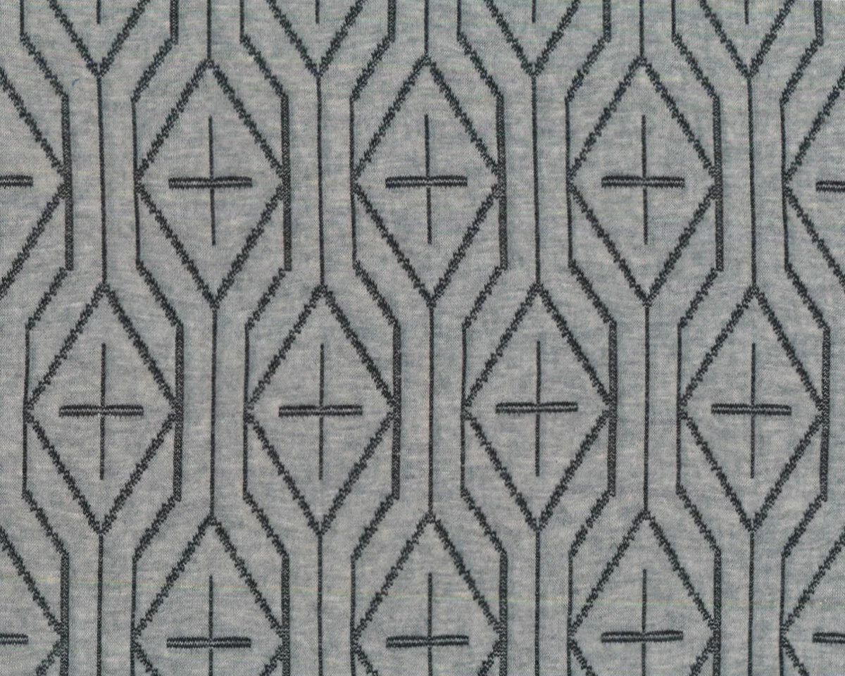 Jacquard-Strick SNUGGLE STEP, Kreuzrauten, grau, Albstoffe