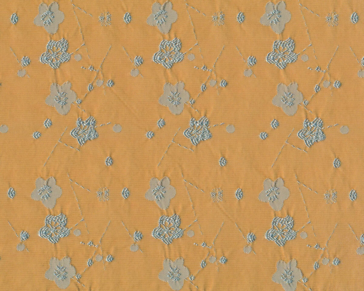 Jacquardstoff CERRY, Kirschblüten, gold-mint, Toptex