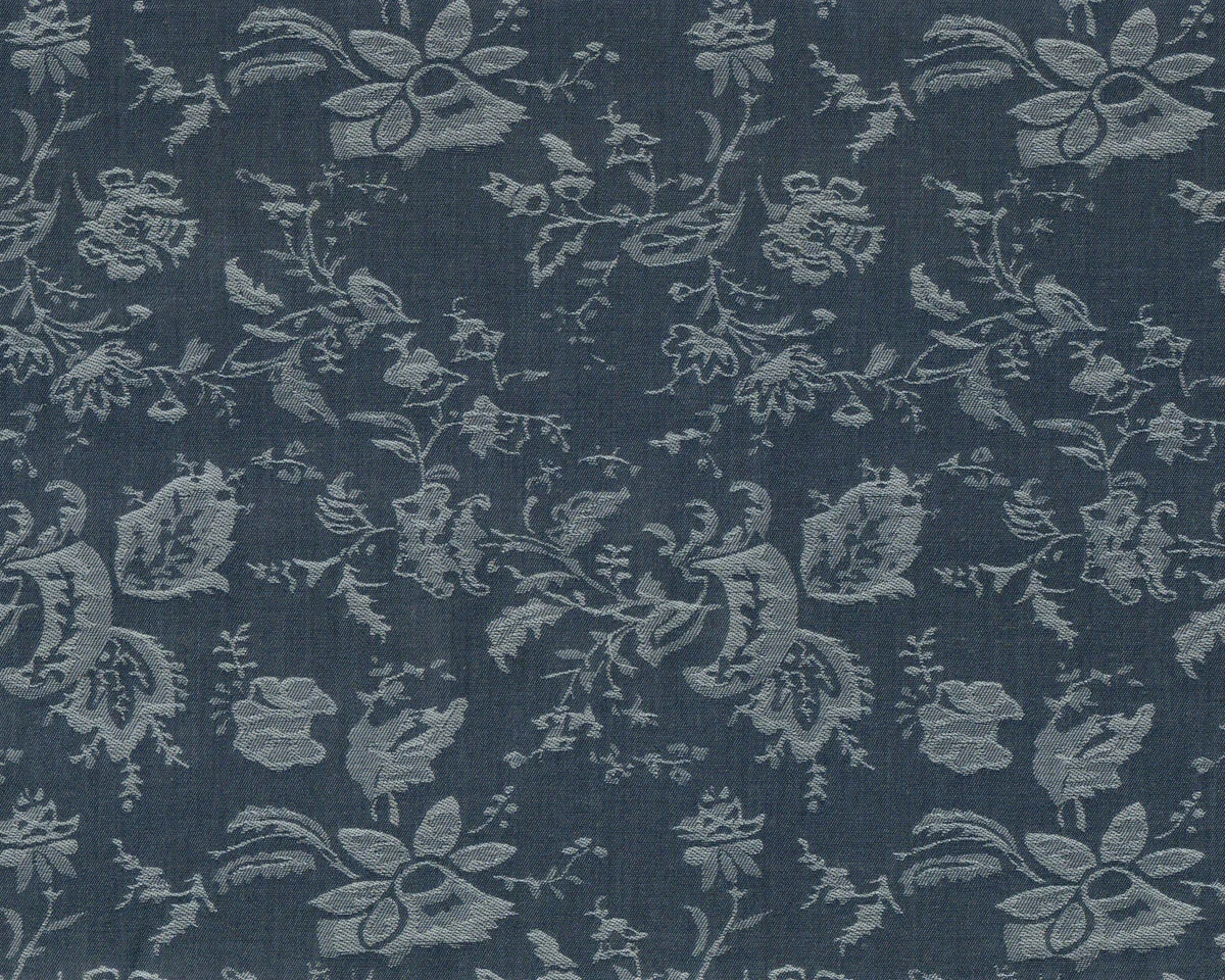 Jeansstoff WOVEN JACQUARD, Blumen, jeansblau