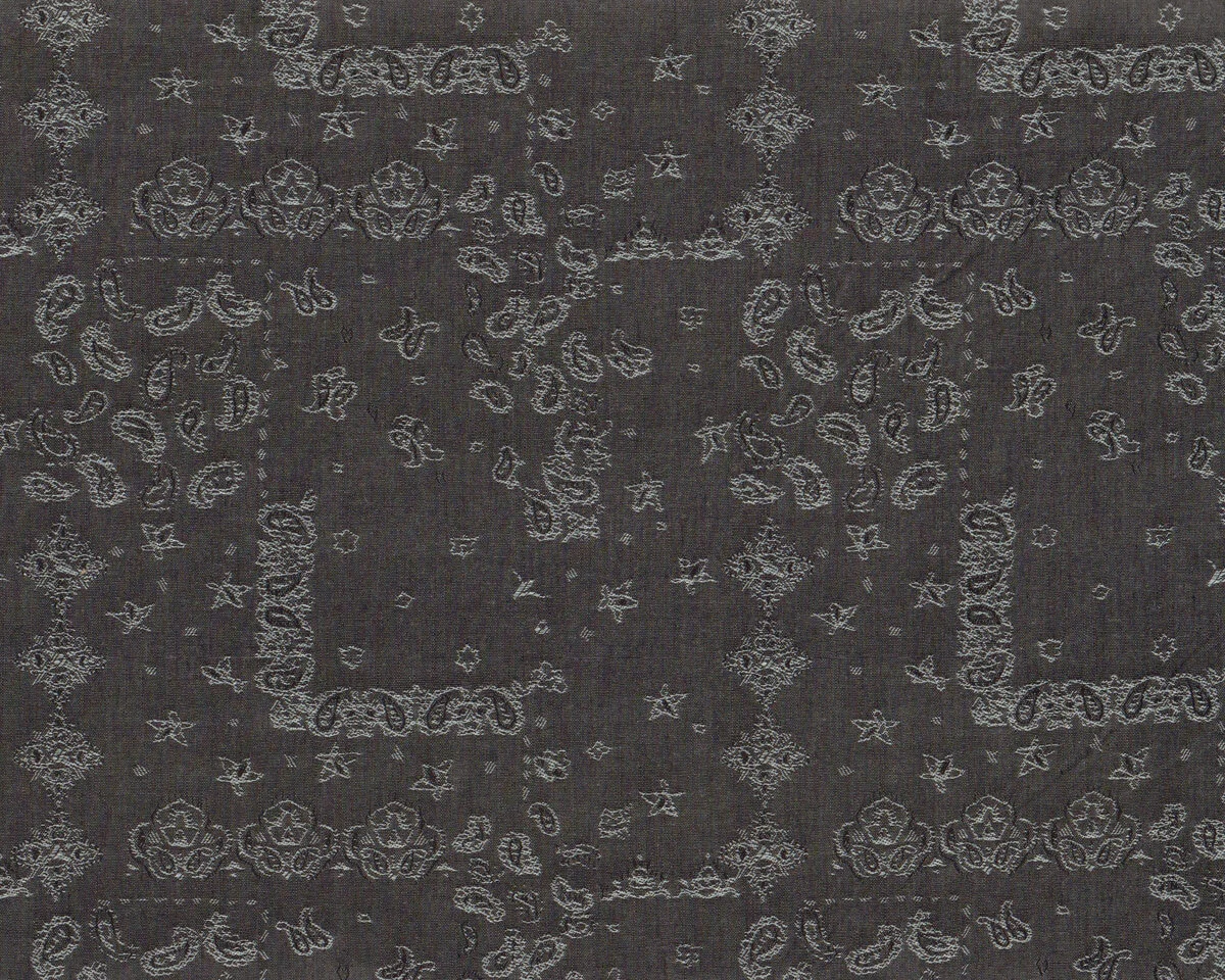 Jeansstoff WOVEN JACQUARD, Paisleymuster, dunkelgrau