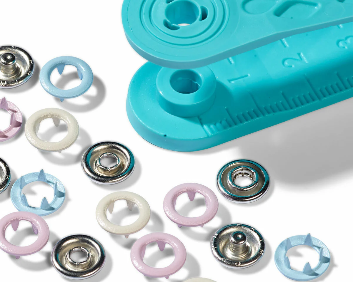 Jersey-Druckknöpfe RING, Farbmix rosa-hellblau-perle, Prym Love