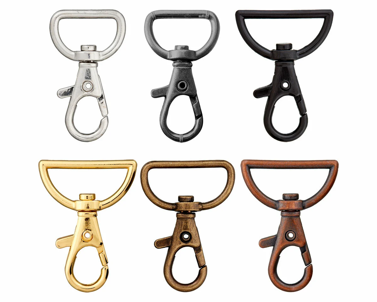 Karabinerhaken aus Metall, schmal, Union Knopf