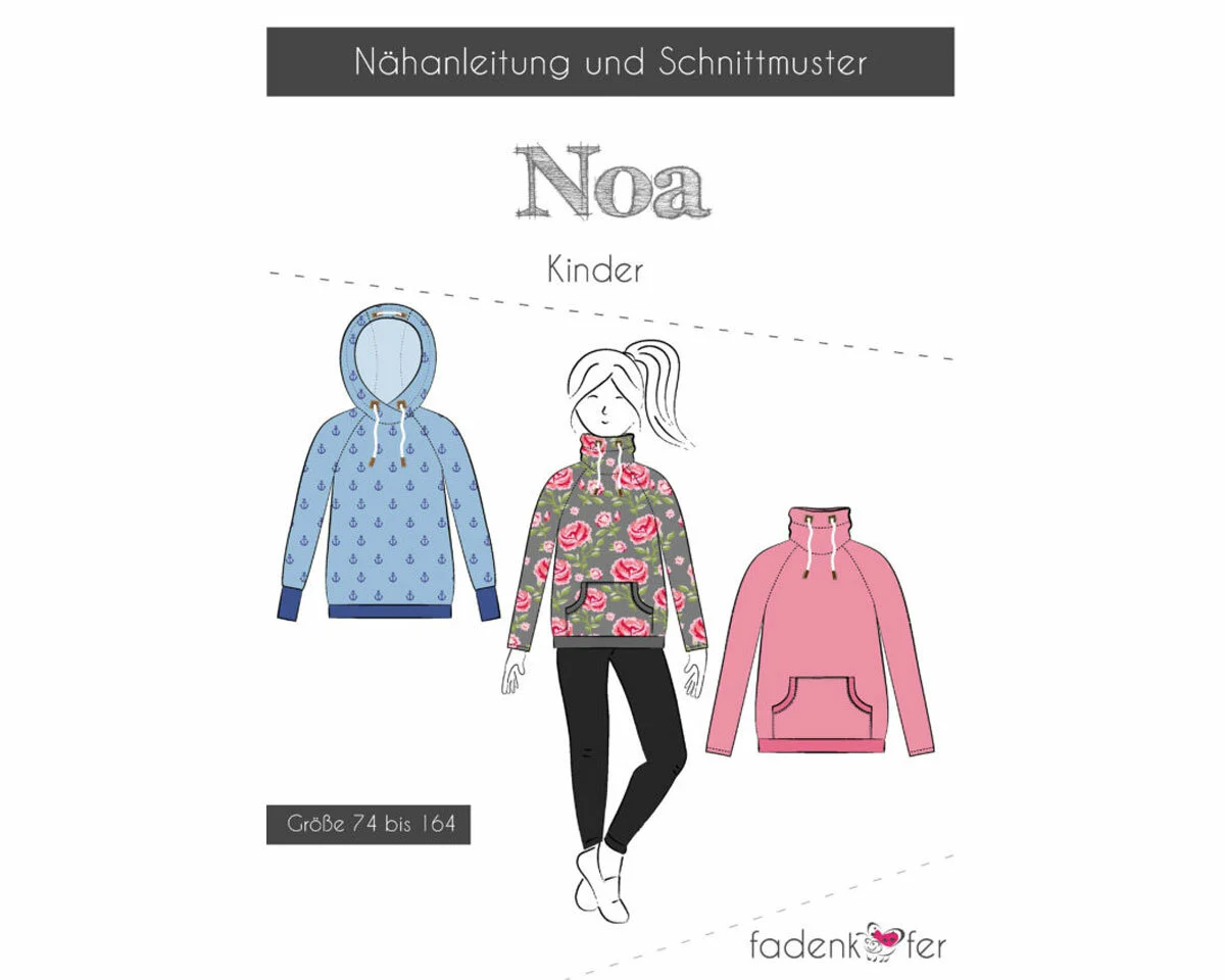 Kinder-Schnittmuster Hoodie NOA, fadenkäfer