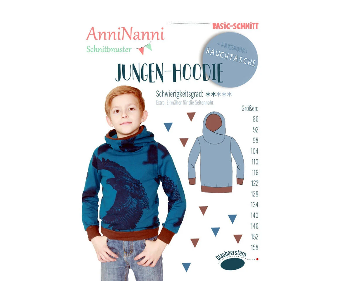 Kinder-Schnittmuster JUNGEN-HOODIE, Blaubeerstern