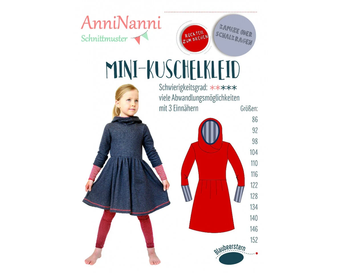Kinder-Schnittmuster MINI-KUSCHELKLEID, Blaubeerstern