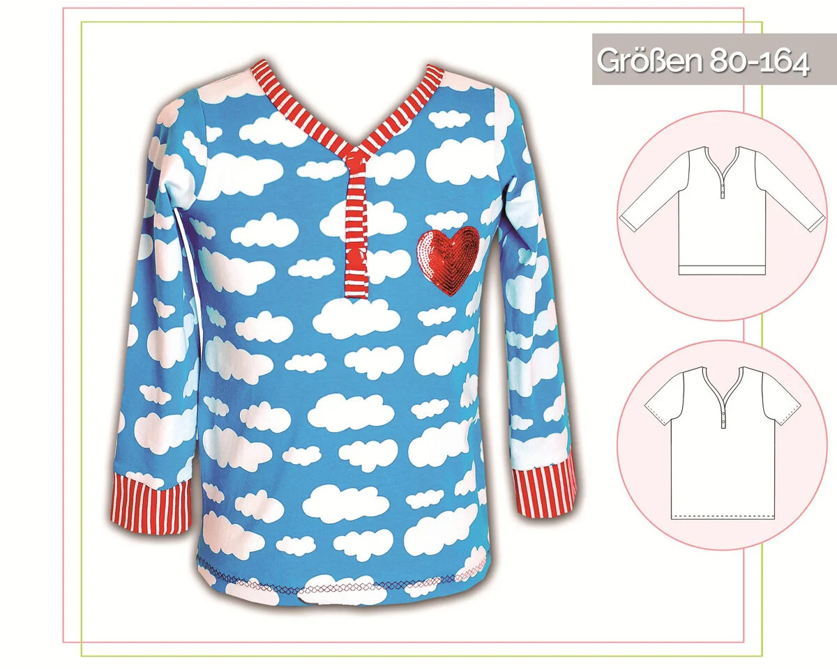 Kinder-Schnittmuster Shirt mit Knopfleiste, lillesol basics No.24
