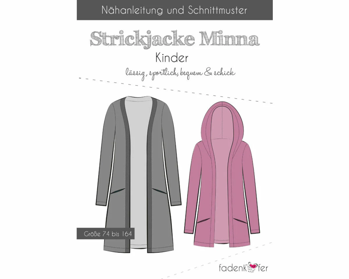 Kinder-Schnittmuster Strickjacke MINNA, fadenkäfer