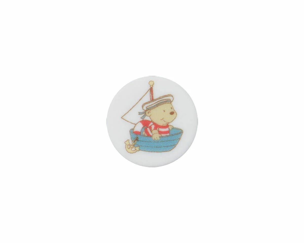 Kinderknopf PITZELPATZ im Segelboot, Union Knopf