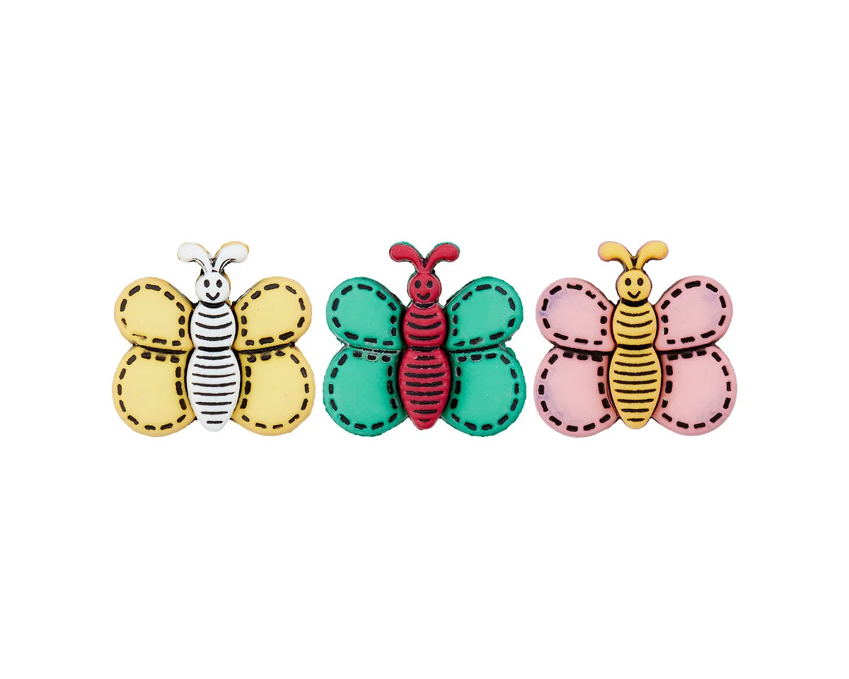 Kinderknopf SCHMETTERLING, 10 Farben, Union Knopf