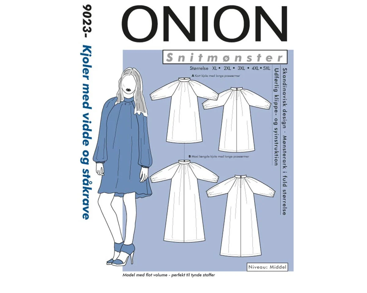 Kleid mit Puffärmeln, PLUSGRÖSSE Schnittmuster ONION 9023