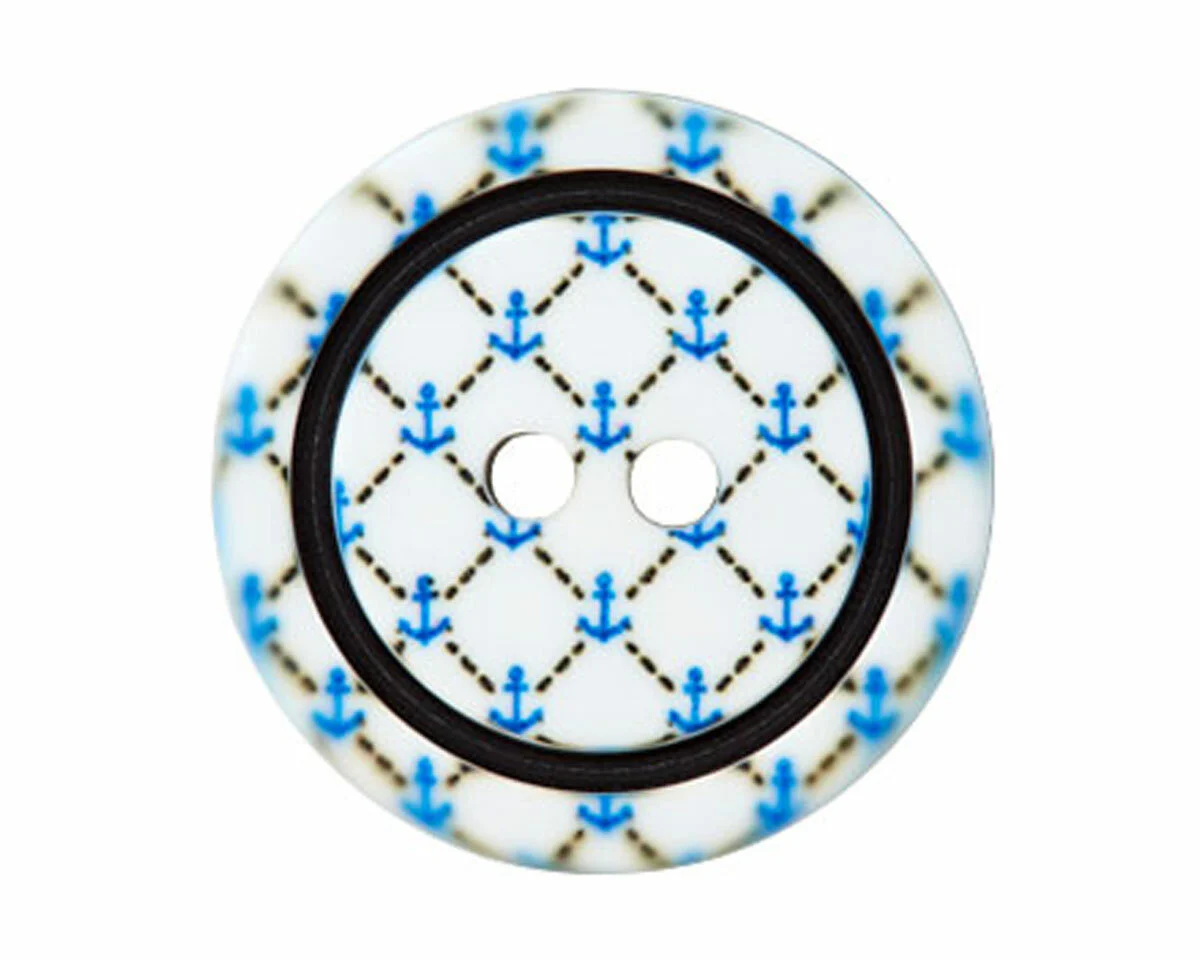 Kunstoffknopf KLEINE ANKER, blau, Union Knopf