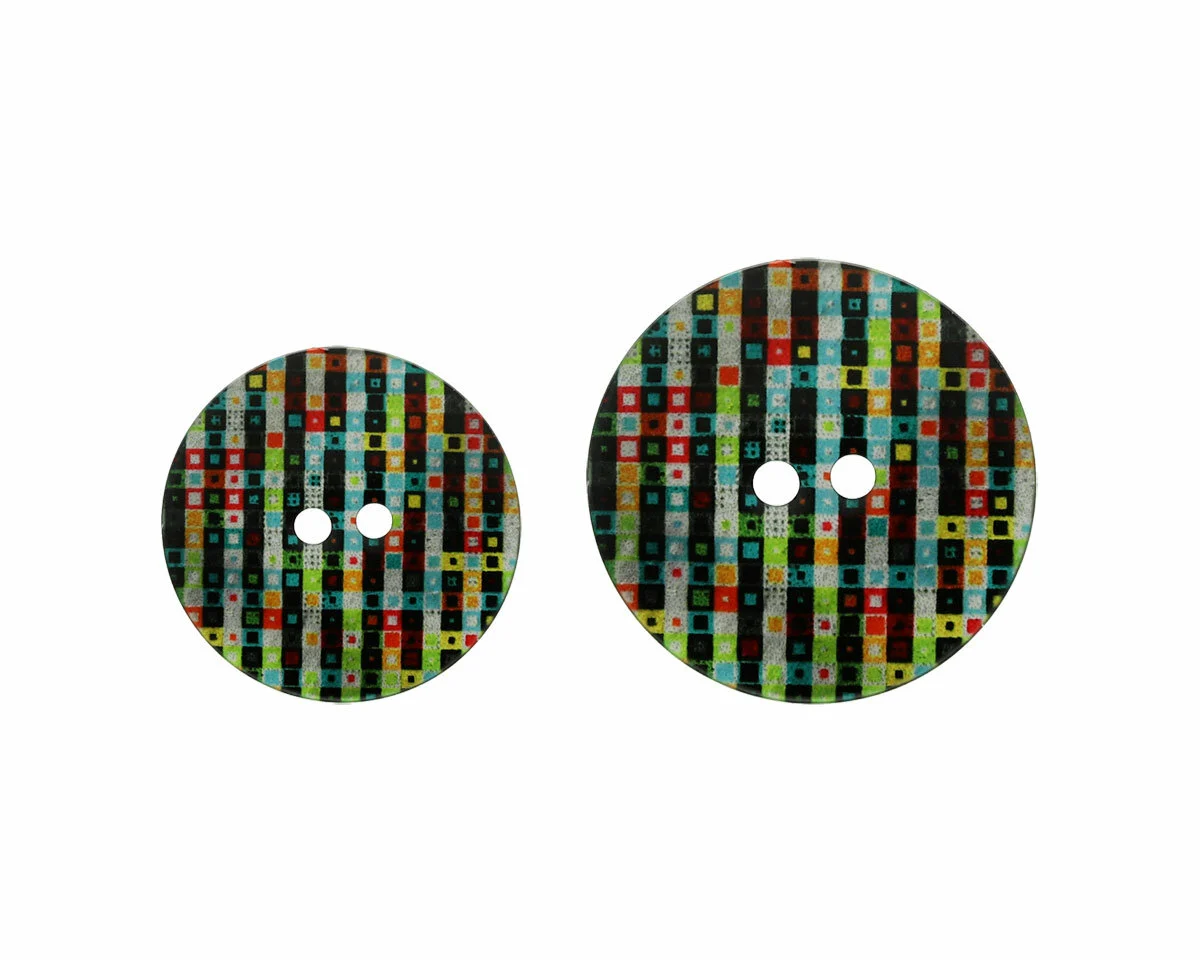 Kunststoffknopf QUADRATE mit Metallic-Glanz, Union Knopf