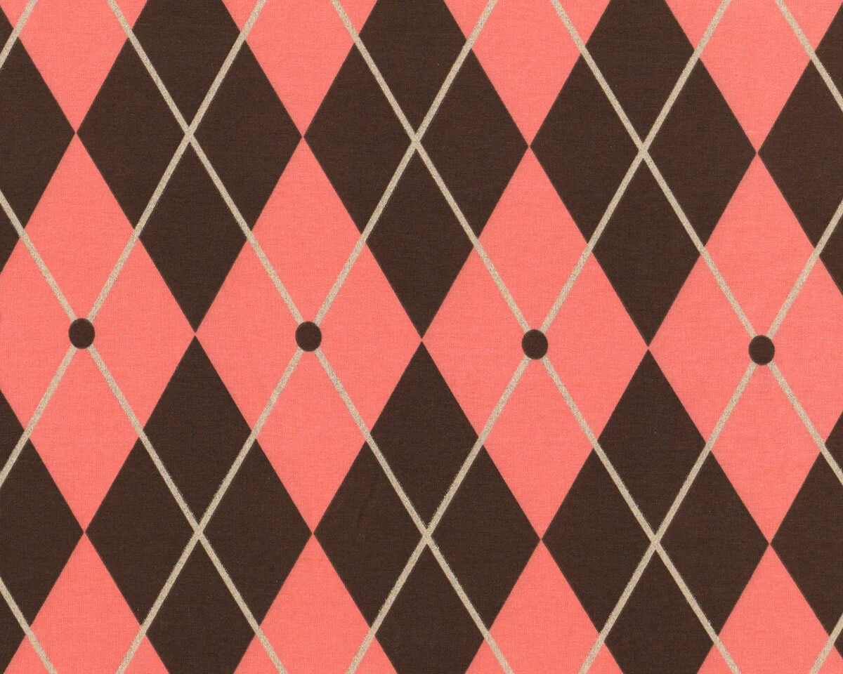 Kuschelsweatstoff MIES & MOOS, Harlekin-Rauten, rosa-braun