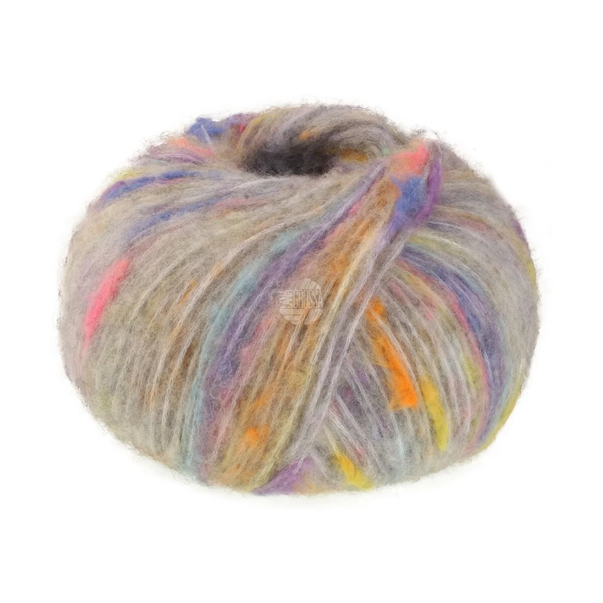 Lana Grossa - Cassata 0012 hellgrau violett saphirblau zartgelb graurosa pfirsich