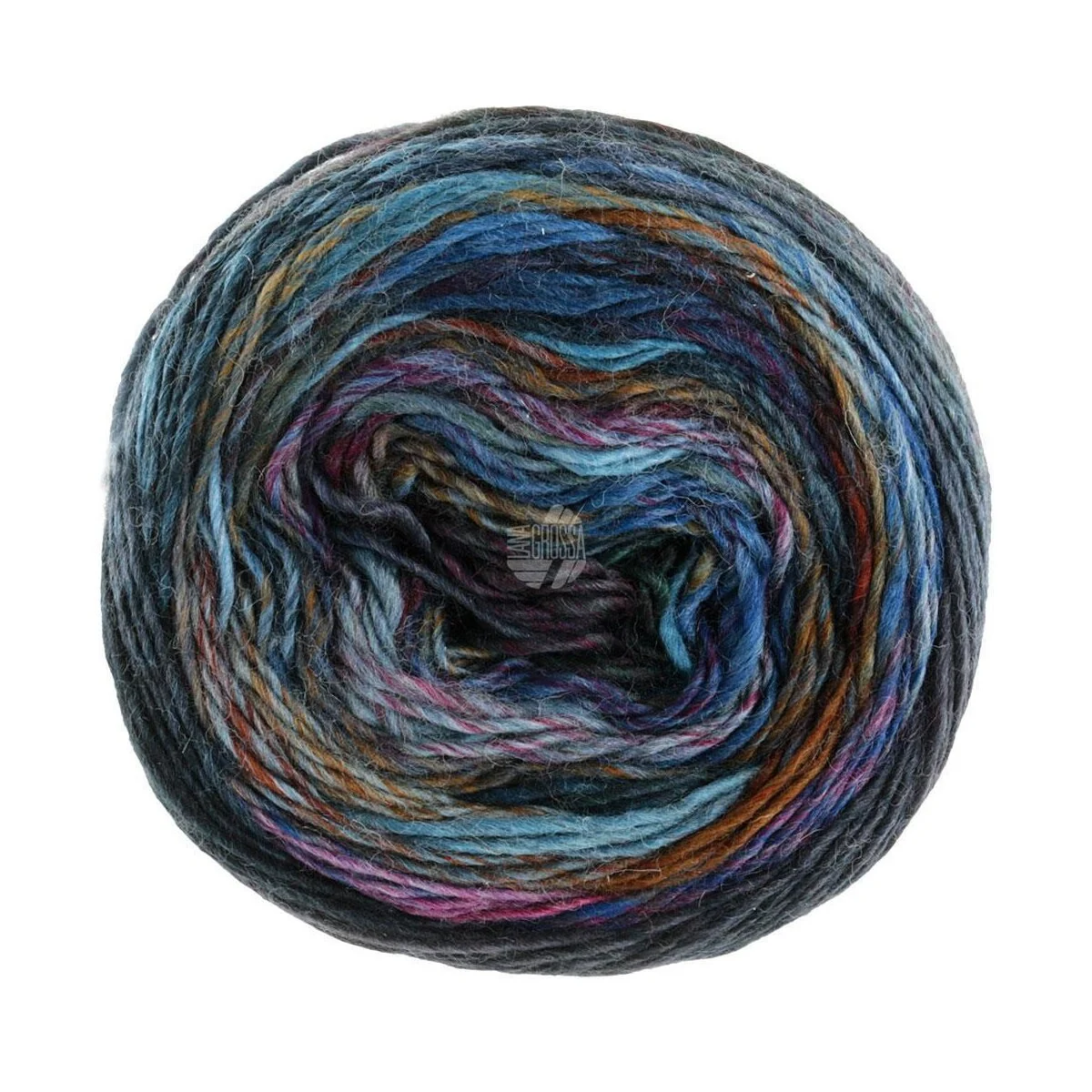 Lana Grossa - Colorissimo 0210 türkis aubergine schwarzgrün nougat schokobraun dunkelpetrol dunkelgrau