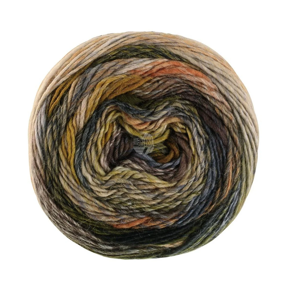 Lana Grossa - Colorissimo 0215 orangebraun silber hellgrau hellbeige blaugrau stahlgrau moos waldgrün
